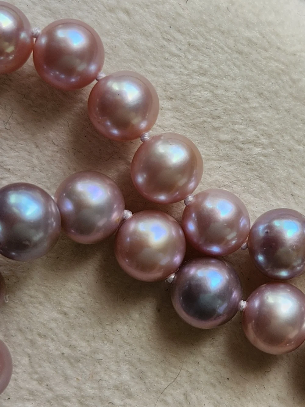 VTG Artisan Genuine Pink Pearl Necklace with Silver Clasp Hand Knotted - Picture 5 of 7